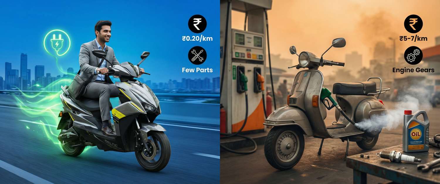 Electric Scooter vs Petrol Scooter (2026 Guide): Calculator, Cost & Performance